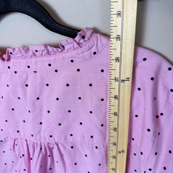 Talbots Cotton Feminine Popover Blouse Size 1X Plus Pink Polka Dot Preppy Office - Picture 6 of 7